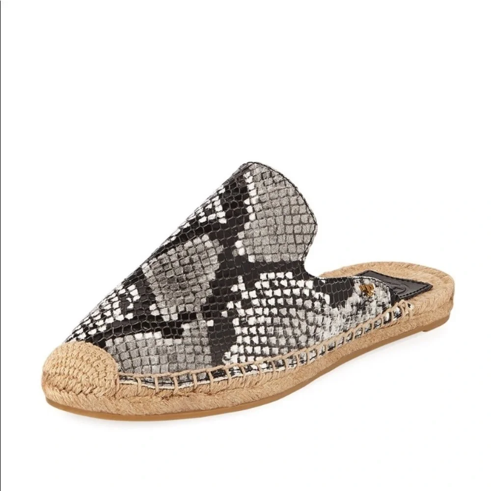 Tory Burch || Max Snake Embossed Espadrilles Slides‎ Mules Slip Ons 5.5